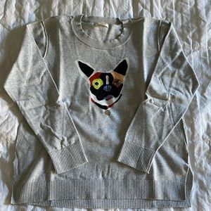 Petite Frenchie Light Gray Cotton Crew Neck Sweater - size PM